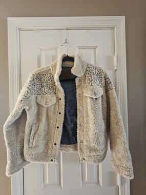 Lucky Brand Shearling-Lined Jacket - Blue with Cream Shearling